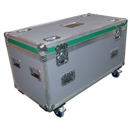 General Purpose Road Trunk Flightcase Grey With Green Trim Lid
